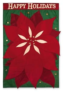 Poinsettia Garden Size Applique Flag