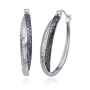 Sterling Silver Black and White Diamond Accent Hoop Earrings