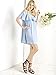 Clothink Women Blue Denim Cotton Off Shoulder Ruffle Plain Shift Dress