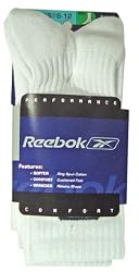 Reeboks 1/2 Cushion Crew White Socks with Navy Logo 3 Pack (M 8-12 / W 9-13)