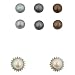 Sterling Silver Interchangeable 8-9mm Chocolate, White, Gray & Black Freshwater Cultured Pearl Floral Stud Earring Set