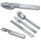 USED Authentic German Military Stainless Steel Mess Kit Flatware - Self Nesting