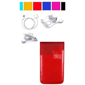 Wall Charger +Car Charger + Carry Case for Ipod Touch 3g + Data Cable New 3rd Generation Ipod Touch 16gb 32gb + Screen Protector Kit + Cloth