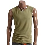 Doublju Mens SLIM FIT SIMPLE SLEEVELESS T-SHIRT KHAKI XL (DJ63)