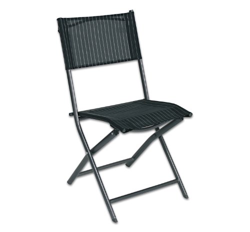 Profiline Klappstuhl "Portland", Gestell: Stahlrohr, Farbe: graphit, Bezug aus wetterfestem Textilgewebe, Farbe: schwarz mit wei&szlig;en Streifen, klappbar
