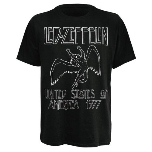 Mens Led Zeppelin USA 1977 Mens T-shirt Small Black 12962000AP Small