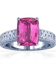 Platinum Cushion Cut Pink Sapphire Solitaire Ring