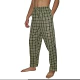 Mens Varsity Plaid Comfortable Cotton Sleepwear / Pajama Pants - Light Green