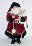 Santa Doll Figure W/Doll & Watch Fabric Handcrafted 15 Tall