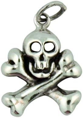 Skeleton Skull and Crossbones Pendant 3/4 Inch Sterling Silver Medal
