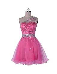 Chiffon One Shoulder Crystal Fitted Short Homecoming Dress 