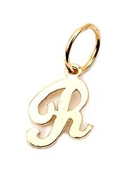 Cursive Letter "R" Charm 14k Gold 9.5mm