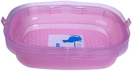 Longly Easy Training for Pet Cat Litter Basin Semi Cat Toilet Bedpan Mini Durable ... (Pink)