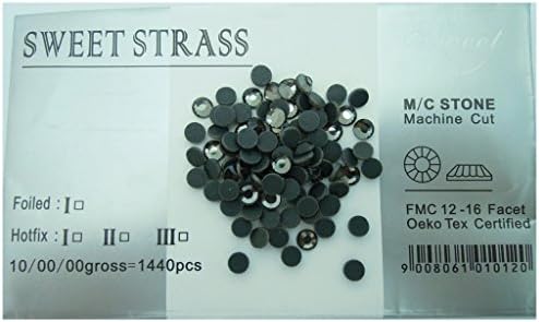 Sweettrim DMC Hot Fix Crystal Stones 288PCS SS30 Black Diamond
