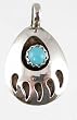 Native American Bear Paw Pendant in Turquoise and Sterling Silver, #9497