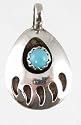 Bear Paw Pendant in Turquoise and Sterling Silver, #9497