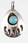 Southwestern Native American Handcrafted Bear Paw Pendant in Turquoise and Sterling Silver, #9497
