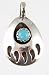 Native American Bear Paw Pendant in Turquoise and Sterling Silver, #9497