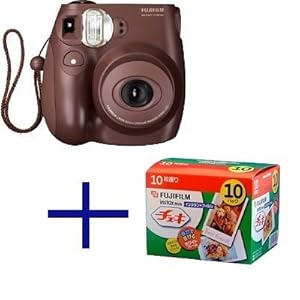 Fujifilm Instax Mini 7s Choco Instant Film Camera With Cheki Film 10pack
