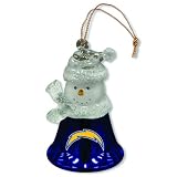 Pack of 3 NFL San Diego Chargers Snowman Bell Christmas Ornaments 2.5"