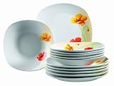 Domestic 920840 Papavero Porzellan Tafelservice 12-teilig mit je 6 Teller tief und flach