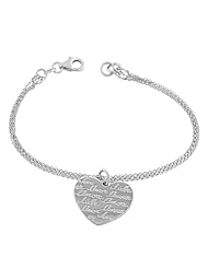 Sterling Silver 3-strand "Love In Any Language" Heart Charm Bracelet (7.5 inch)