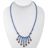 EXP Handmade Turquoise, Silver & Floral Bead Necklace