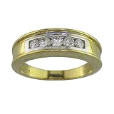 41JkWJd8A0L. SL160  1/2 ct. Mens Diamond Ring Five Stone Engagement Style in 14K Yellow Gold Channel Setting, Available in Sizes 7, 8, 9, 10, 11, 12