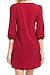 KLKD Women's Solid Round Neck Bishop 3/4 Sleeve Shift Dress