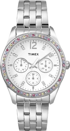 Timex Women's T2P386 Crystal Multi-Function Stainless Steel Bracelet Watch