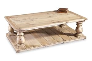 Ludlum Neoclassical Rustic Light Pine Wood Coffee Table