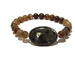 Labradorite Bracelet 05 Stretch Oval Larkivite Botswana Brown Agate Crystal Stone 7.25