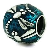 Blue Enamel Dragonfly Sterling Silver Ohm Bead fits European Charm Bracelets