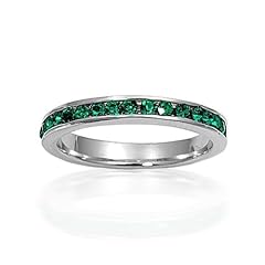 Cheap Christmas Gifts Bling Jewelry May Birthstone Emerald Color CZ Sterling Silver Eternity Band Ring