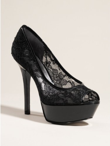 GUESS Nancille Peep-Toe Pumps, BLACK (8)