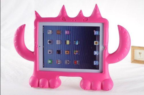 Termichy® Little Devil Pattern Armoured Kid Case for Ipad Mini. Protective and Light Weight Case for Children (Free Microfibre Cloth and Stylus)) (Ipad 2/3/4, Monster Pink)