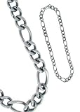 Large 40 Stainless Steel Figaro Chain Necklace