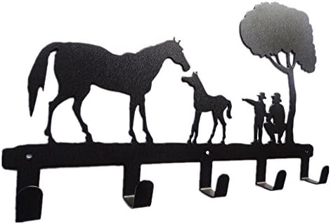 Metal Horse Wall Mounted Coat Rack 5 Hooks