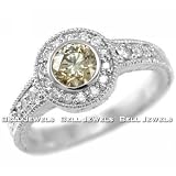 0.78ct Fancy Champage Diamond Engagement Ring 14k White Gold Antique Style