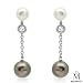 Mikimoto 18K White Gold Pearls and 0.4 CTW Color F VS1 Diamond Threader Ladies Earrings. Length 39.5