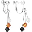 Black Gold White Crystal Sports Team Clip On Earrings