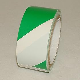 JVCC HZ-8 Hazard Warning Tape: 2 in. x 18 yds. (Green with White stripes)