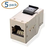 Cable Matters (5 Pack) RJ45 Shielded Cat6 Keystone Jack In-Line Couplers in Silver