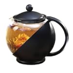 SAVE $8.04 - Primula Black 40-Ounce Teapot Includes Loose Tea Infuser and 3 Flowering Green Teas $16.95