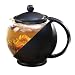 Primula Black 40-Ounce Teapot Includes Loose Tea Infuser and 3 Flowering Green Teas