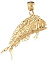 Dazzlers Solid 14k Gold Mahi Mahi Fish Charm Pendant Available in three colors from jewelsberry (weights: 3.7 grams only)