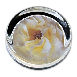 Golden Petals - Small Round Glass Paperweight