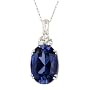 10k White Gold Lab Created Ceylon Sapphire and Lab Created White Sapphire Pendant, 18"