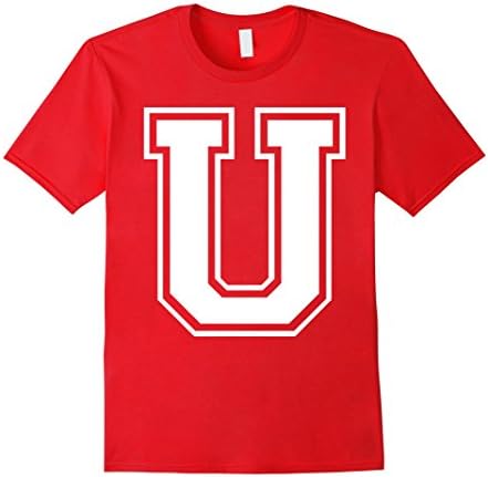 Men's Letter U College Varsity Athletic Sport Font Initial T-Shirt Large Red