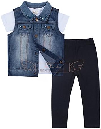 Hiven 2015 Handsome Boys Personality Denim Jacket T-Shirt Pantsuit Three Piece Suit 110